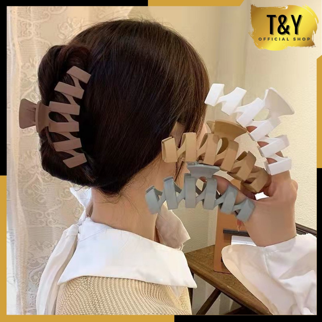 T&amp;YJepit Rambut Wanita Motif Zigzag Doff Jedai Rambut Wanita Besar Jepitan Rambut Salon Cepol Panjang Jumbo Matte Hair Claw Clip Women Aksesoris Rambut Wanita Fashion Korea Import