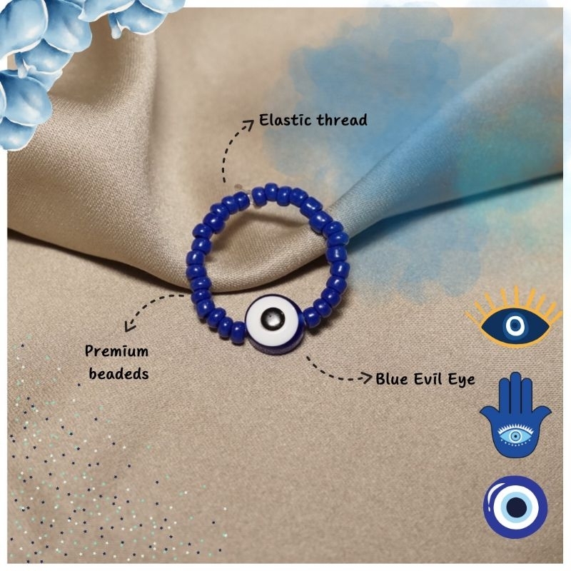 Cincin manik manik blue evil eye