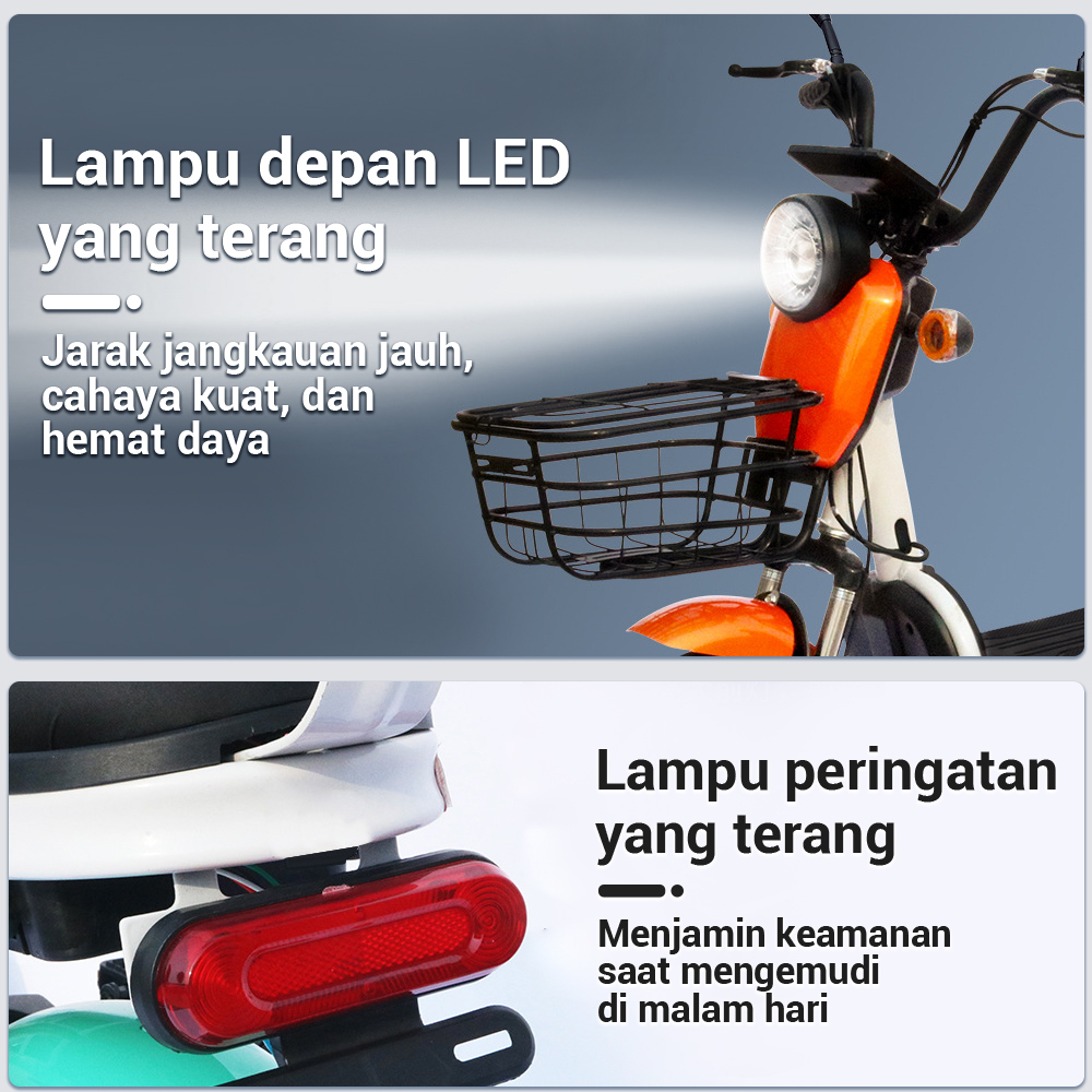 Sepeda Listrik Roda Dua Ringan Dengan Layar LCD 48V 12A 350WATT Kecepatan 35KM/JAM Masa Pakai Baterai 60KM