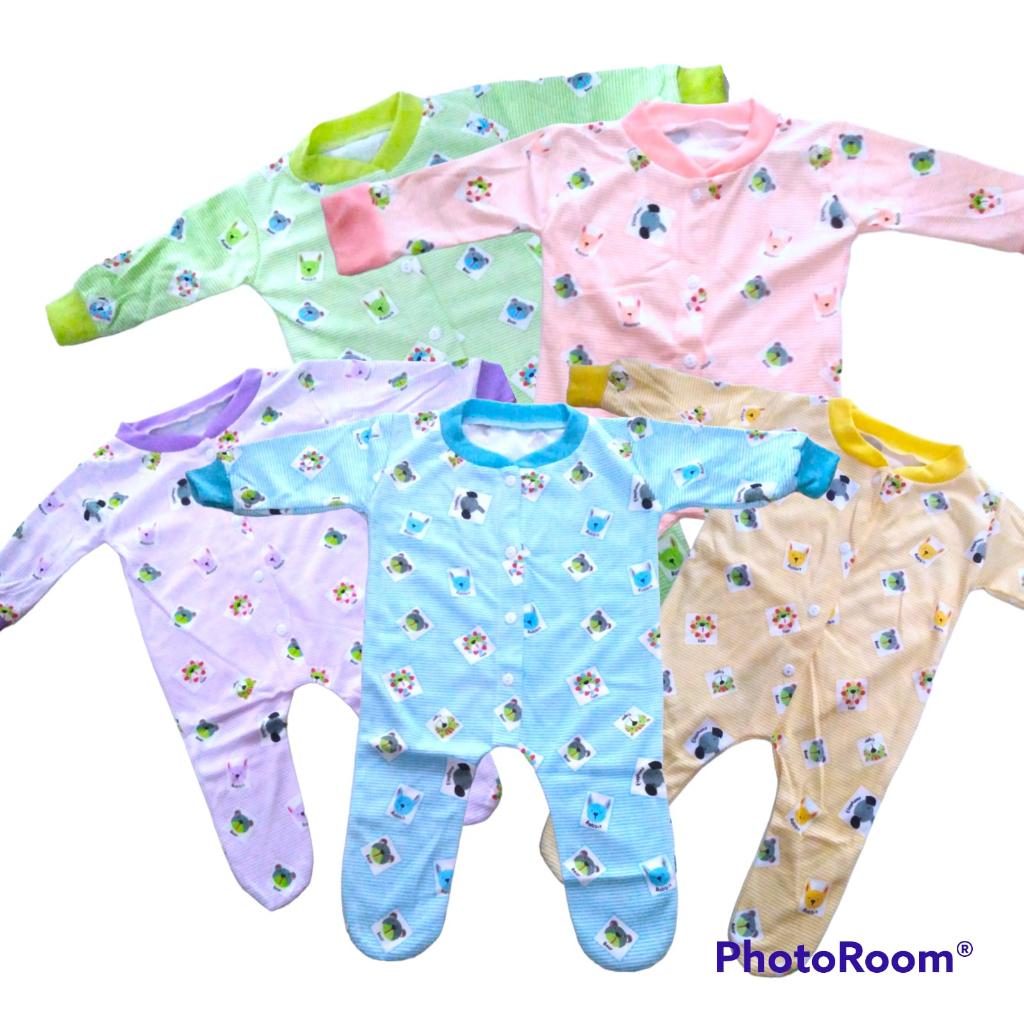 Baju Bayi Sleepsuit Panjang Katun DK Motif Fullprint Newborn Sd 3 Bulan