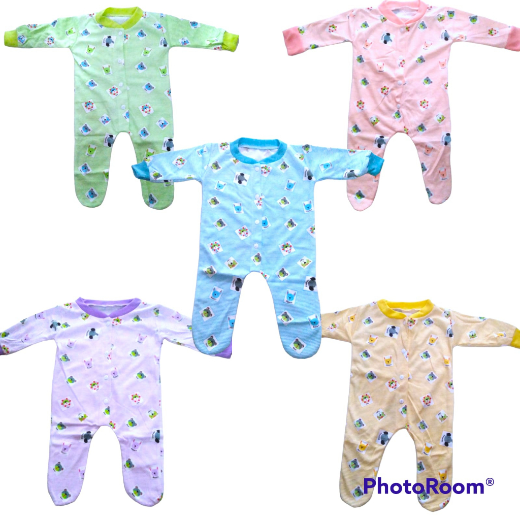 Baju Bayi Sleepsuit Panjang Katun DK Motif Fullprint Newborn Sd 3 Bulan