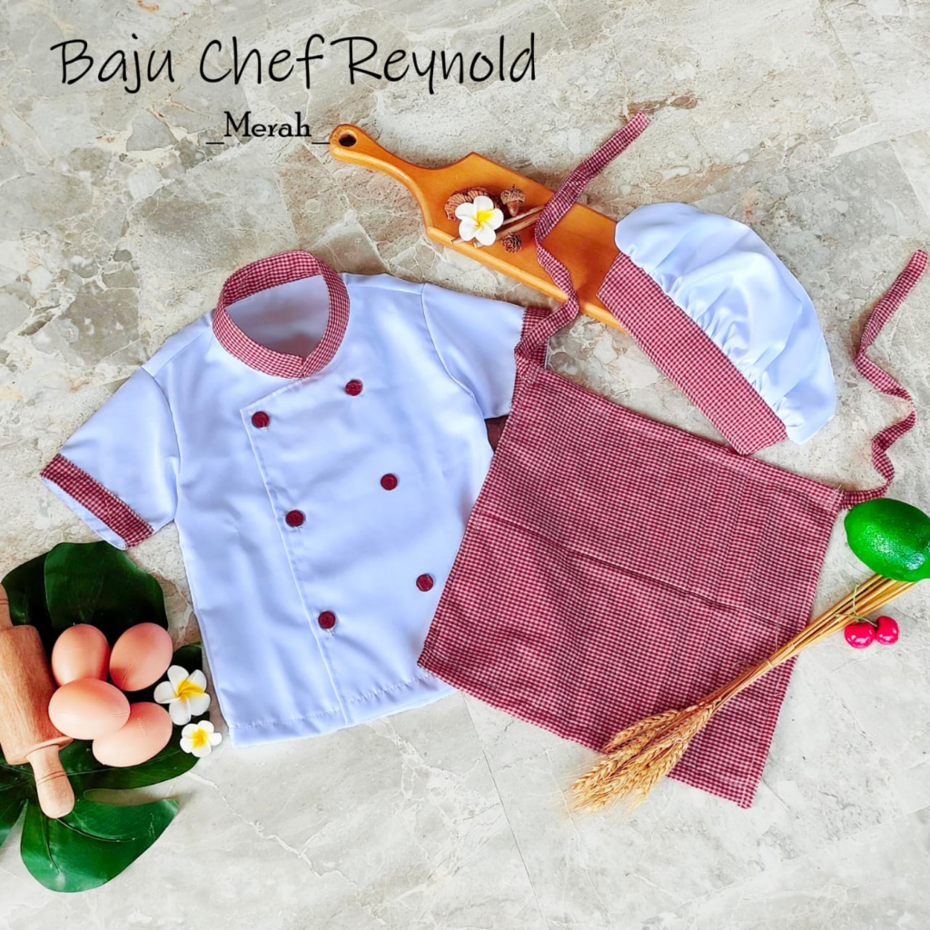 Kostum Chef Reynold  Kemeja Cheff Kostum Koki Lengan Panjang Dan pendek Bahan Drill kostum cheff ana