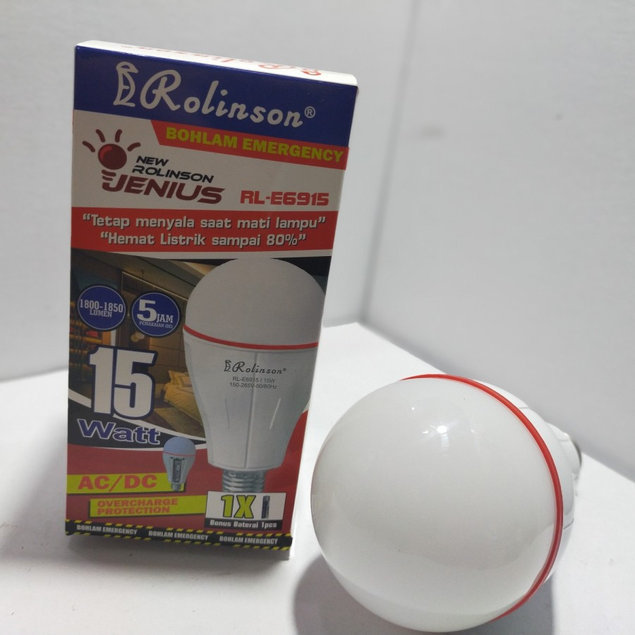 Lampu Magic Genius LED Emergency Rolinson 10/15/20W Bisa Ganti Baterai