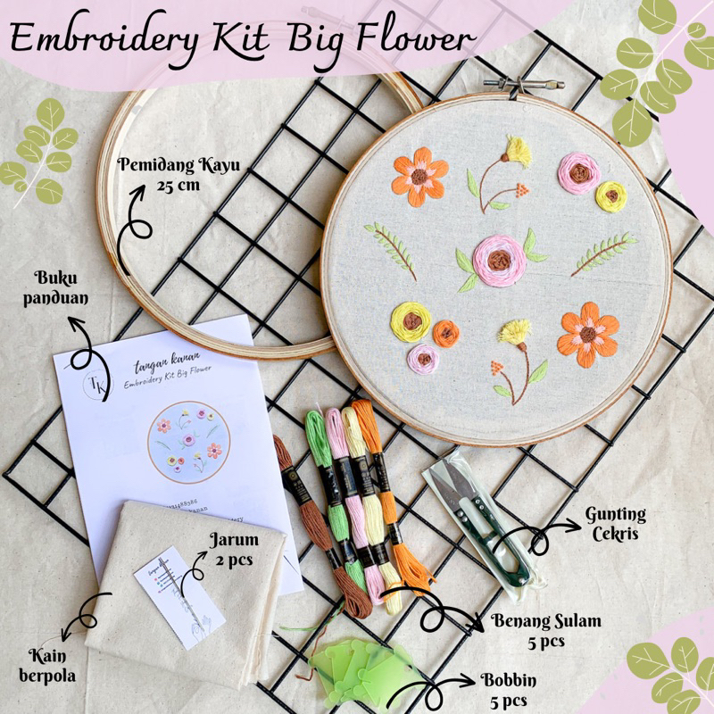 Embroidery Kit Big Flower - Paket sulam benang lengkap