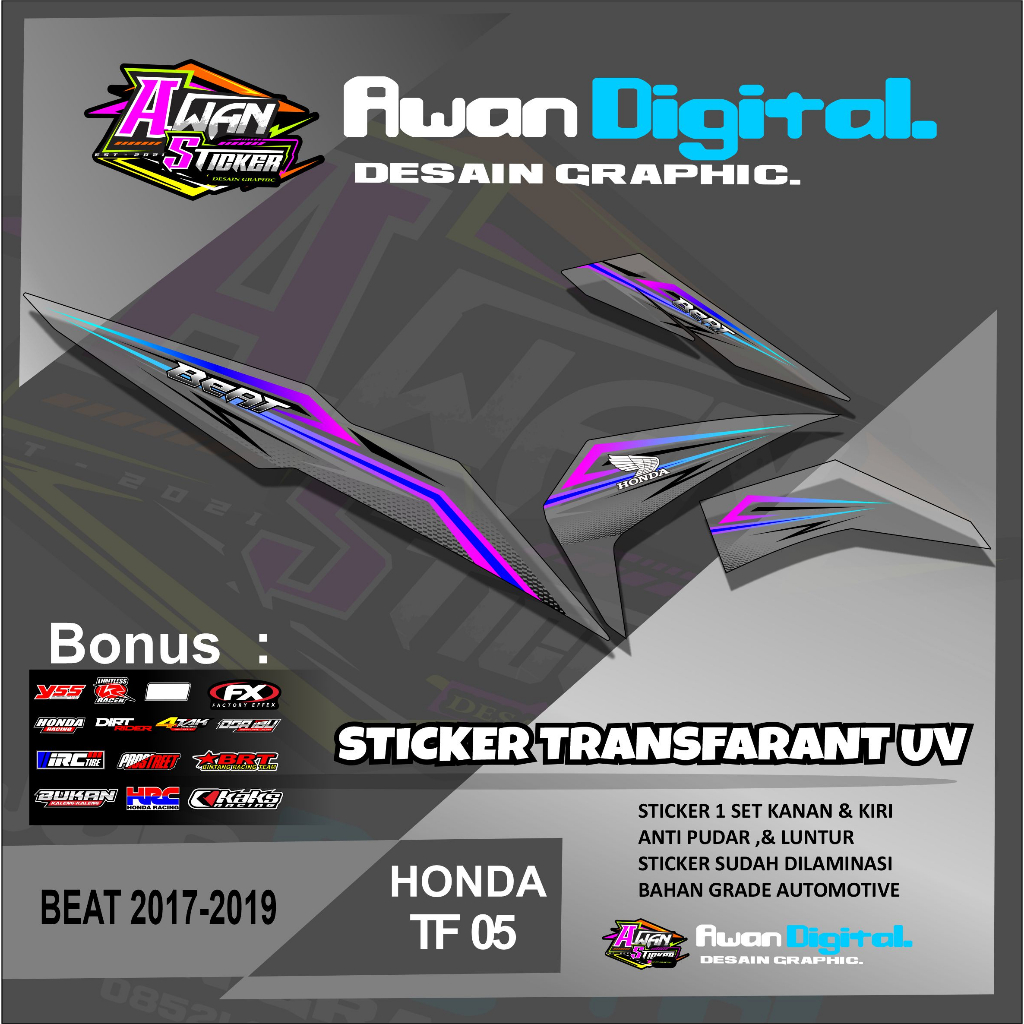 ( TF 05 ) STRIPING TRANSPARAN UV GLOSSY BEAT FI STREET 2017-2019 // STRIPING VARIASI BEAT FI