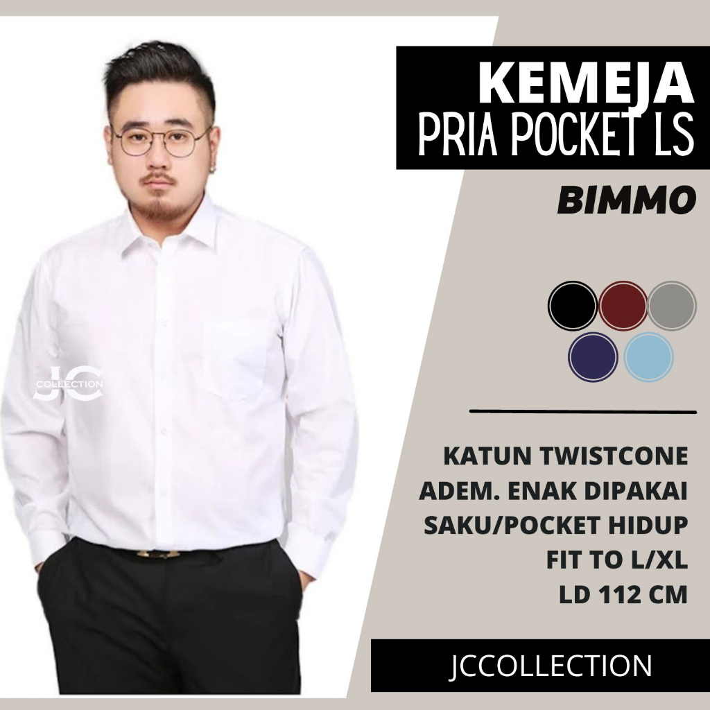 Kemeja Pria Lengan Panjang Bimmo / Kemeja Lengan Panjang V Neck Cowok JCCollections