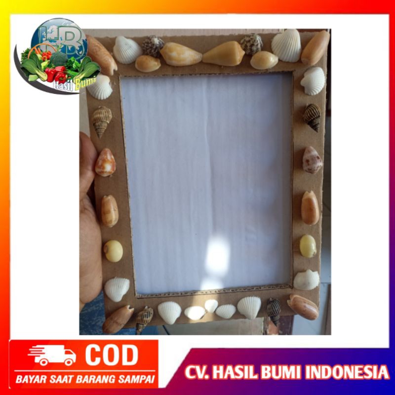 kerajinan bingkai foto pigura cangkang kerang Kerajinan anak sekolah