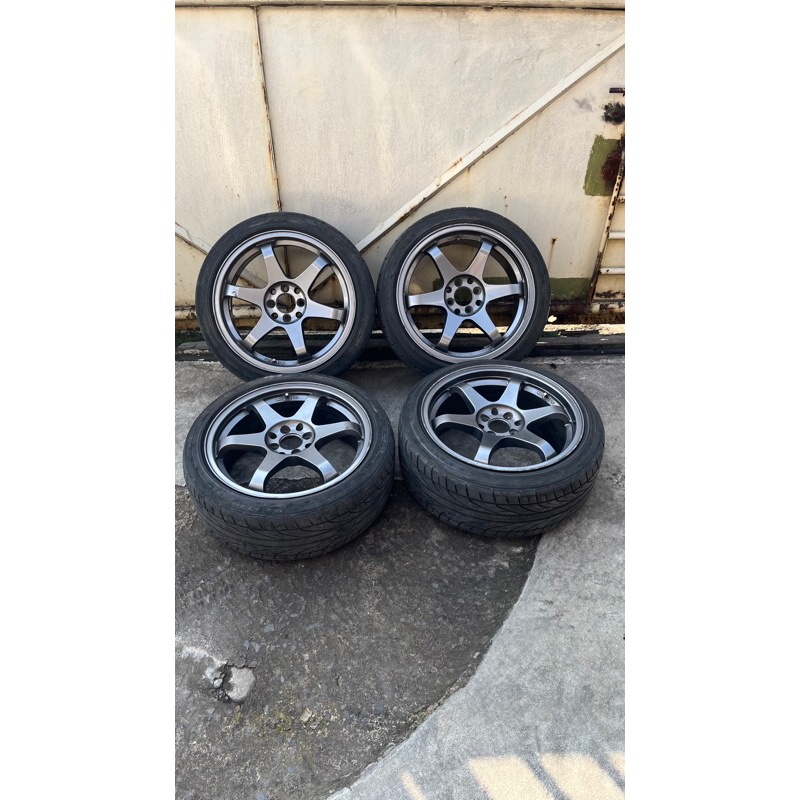 Velg (1 set/4pcs)Mobil/Car TE-37 ring 17 PCD 4x 100 include/termasuk Ban DUNLOP DIREZA 205/55  ex mb