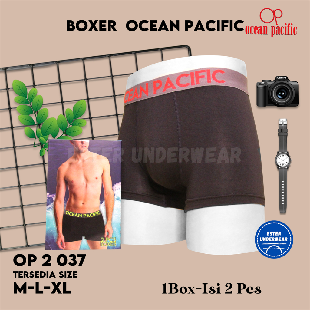 Celana Boxer Ocean Pacific OP 62UM2 037 ISI 2 Pcs bahan Modal Spandex