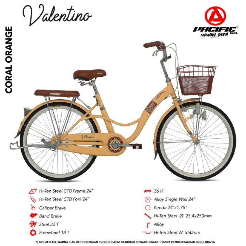 SEPEDA PEREMPUAN DEWASA KERANJANG MINI UK 26 PACIFIC VALENTINO