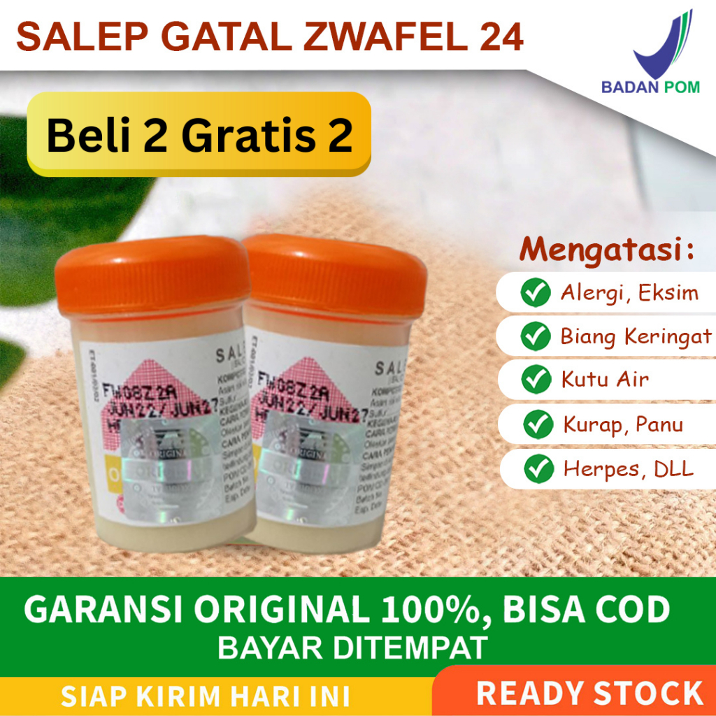 BELI 2 PCS GRATIS 2 SALEP GATAL ZWAFEL 24 - SALEP OBAT GATAL BPOM HILANGKAN GATAL JAMUR EKSIM KUTU AIR PANU KURAP ALERGI KULIT