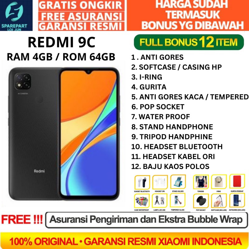 XIAOMI REDMI 9C 4/64 RAM 4GB ROM 64GB GARANSI RESMI