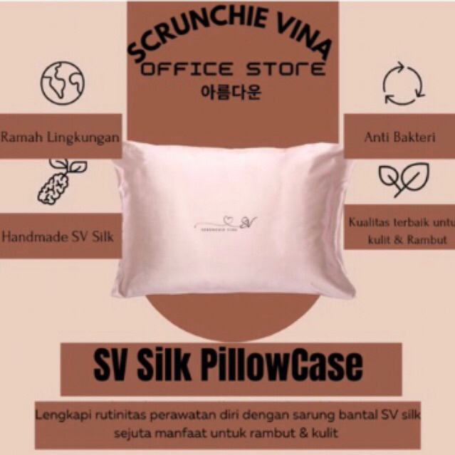 [DAPAT 4 PCS] SV SILK Paket Perawatan Rambut &amp; Kulit Sarung Bantal Silk + Hair bonnet + Sarung Guling + Scrunchie Grade Basic