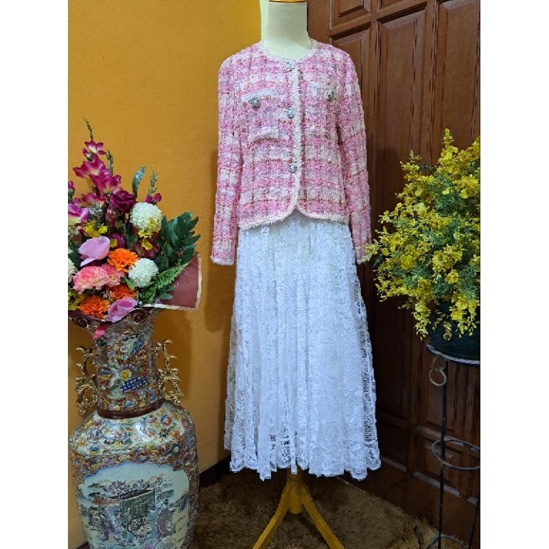 Zara Set Premium/ Blazer Crop Zara/ Rok tutu brukat 3layer halus import