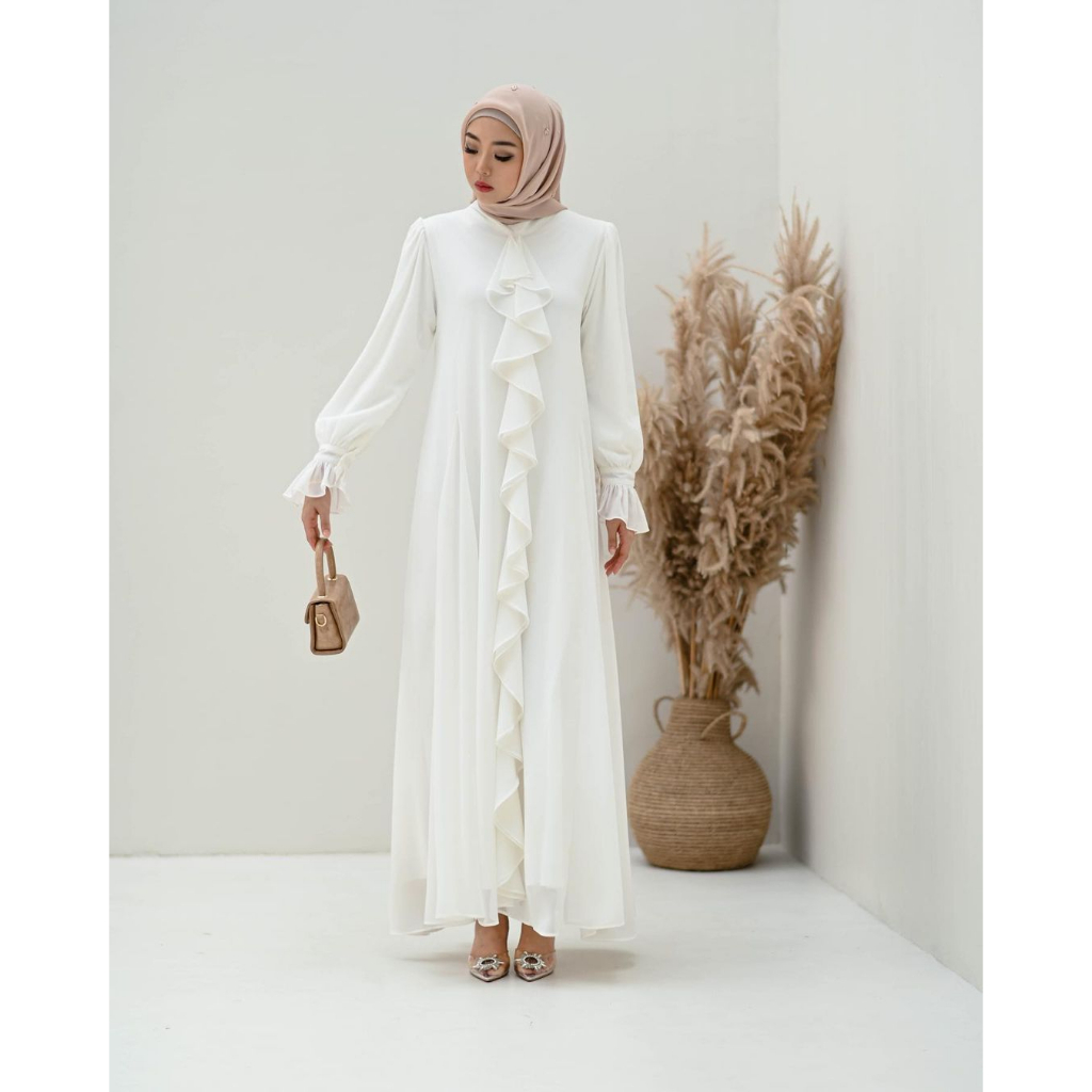gamis border terbaru Gamis Putih Modern 2023 Gamis Mostcrep White Gamis Umroh