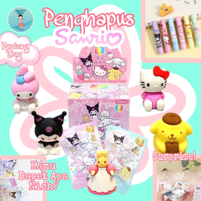 Penghapus Karet Bentuk Hewan Cinnamon Roll Untuk Alat Tulis Anak/ Penghapus Sanrio Model Tekan Motif Anime Mymelody Kuromi Cinnamoroll Pom Pom Purin little twin star/Penghapus Blind Bag Sanrio/Mystery Bag Penghapus Lucu Hellokitty/Penghapus Cetekan Sanrio