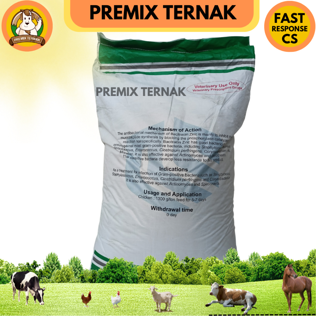 AGP AYAM BROILER - BACITRACIN ZINC 15% 1KG  - PEMACU PERTUMBUHAN AYAM PEDAGING BROILER - ANTIBACTERI GROWTH PROMOTOR - AGP AYAM