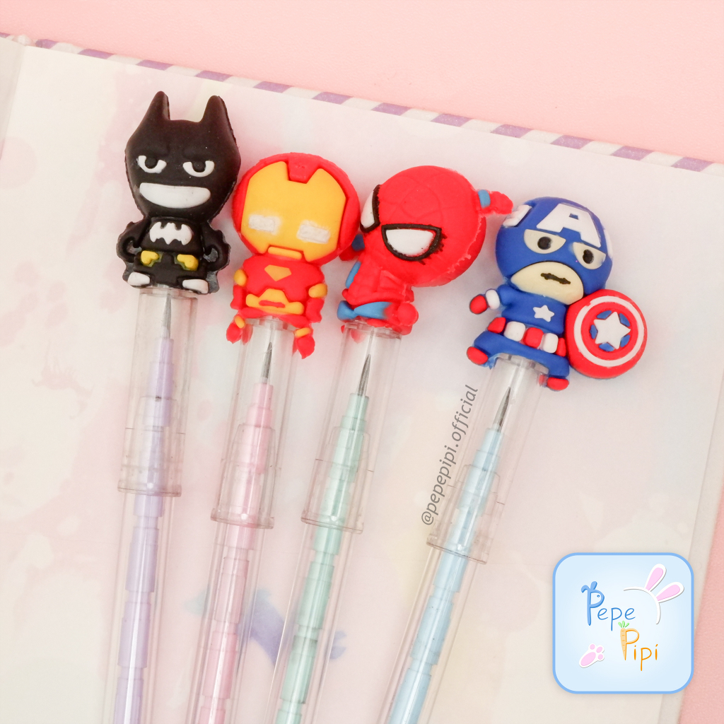 Pensil Avengers Batman Peluru Lantu Susun Bensia Refill Isi Super Hero Avenger