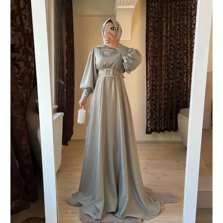 NAVIYA DRESS baju lebaran lengan balon bishop / pesta / prewedding / wisuda / kondangan / couple / gamis remaja tersedia ukuran kecil hingga jumbo