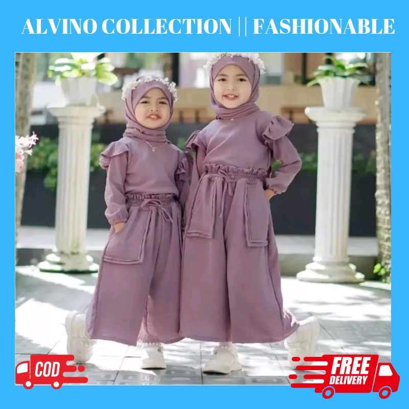 Divia kids 5-6 tahun /stelan atasan+celana anak perempuan terbaru 2023/Baju muslim anak kekinian