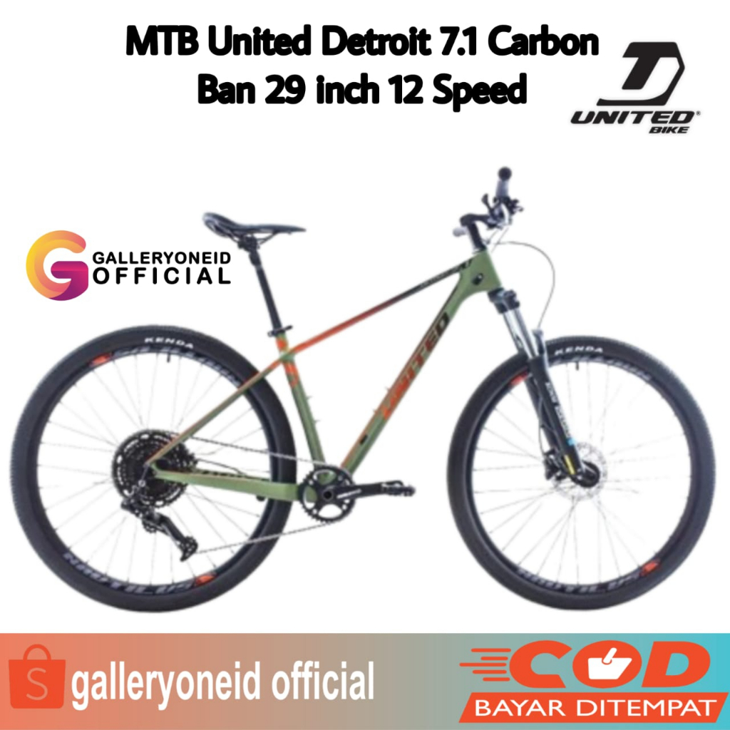 Sepeda Gunung MTB 29 Inch United Detroid 7.1 Frame Carbon 12 Speed