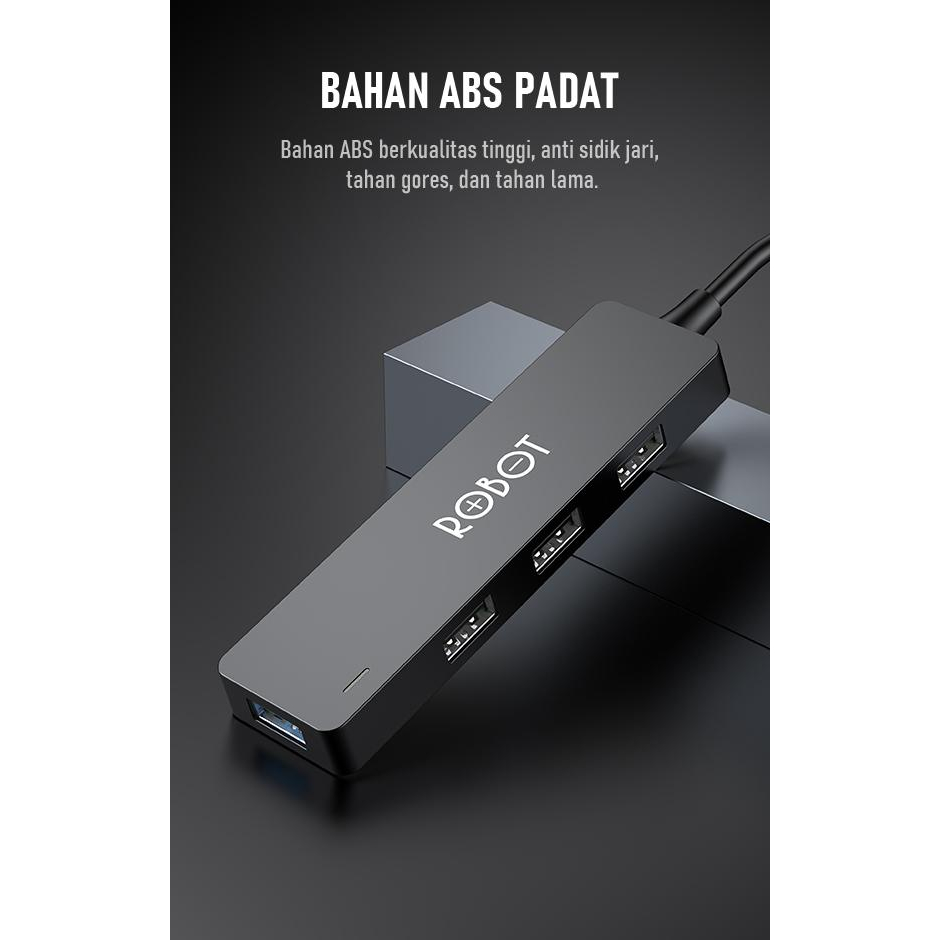 ROBOT USB Hub H160 4 Ports USB 2.0 &amp; USB 3.0 High Speed 5GBPS Original - Garansi Resmi 1 Tahun