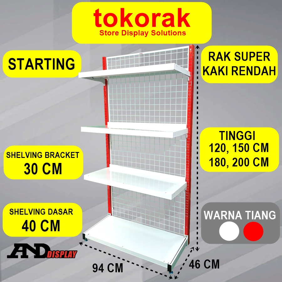 RAK MINIMARKET SUPERMARKET SINGLE STARTING SUPER KR 30 CM RAK GONDOLA WALL END ANDDISPLAY