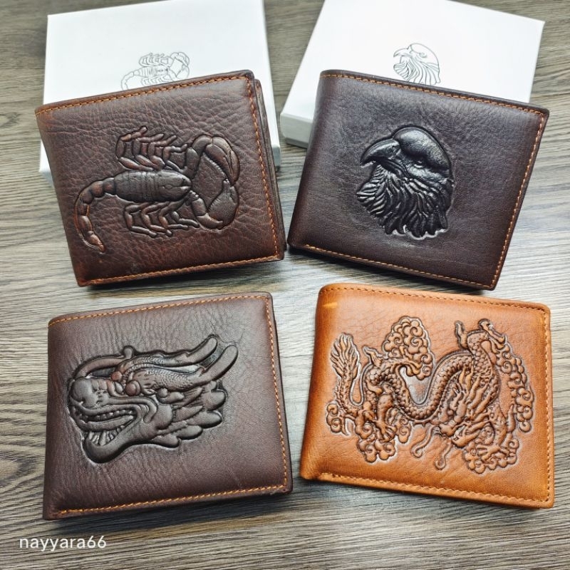 DOMPET PRIA KULIT ASLI MOTIF NAGA MACAN KUDA DOMPET IMPORT DOMPET LIPAT