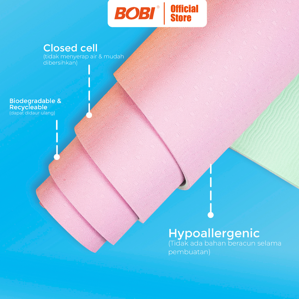 Yoga Mat Bobi // Matras Friendly Yoga Mat Anti Slip Tebal Premium // Matras Olahraga Sport &amp; Pilates Mat