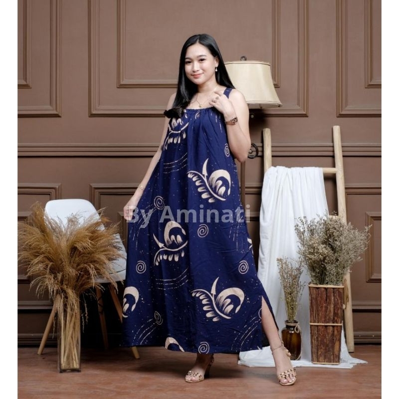 Daster Longdres  Kekinian Busui Jumbo Daster Ibu Muda Big Size Yukensi Tanpa Lengan Motif Bunga Came
