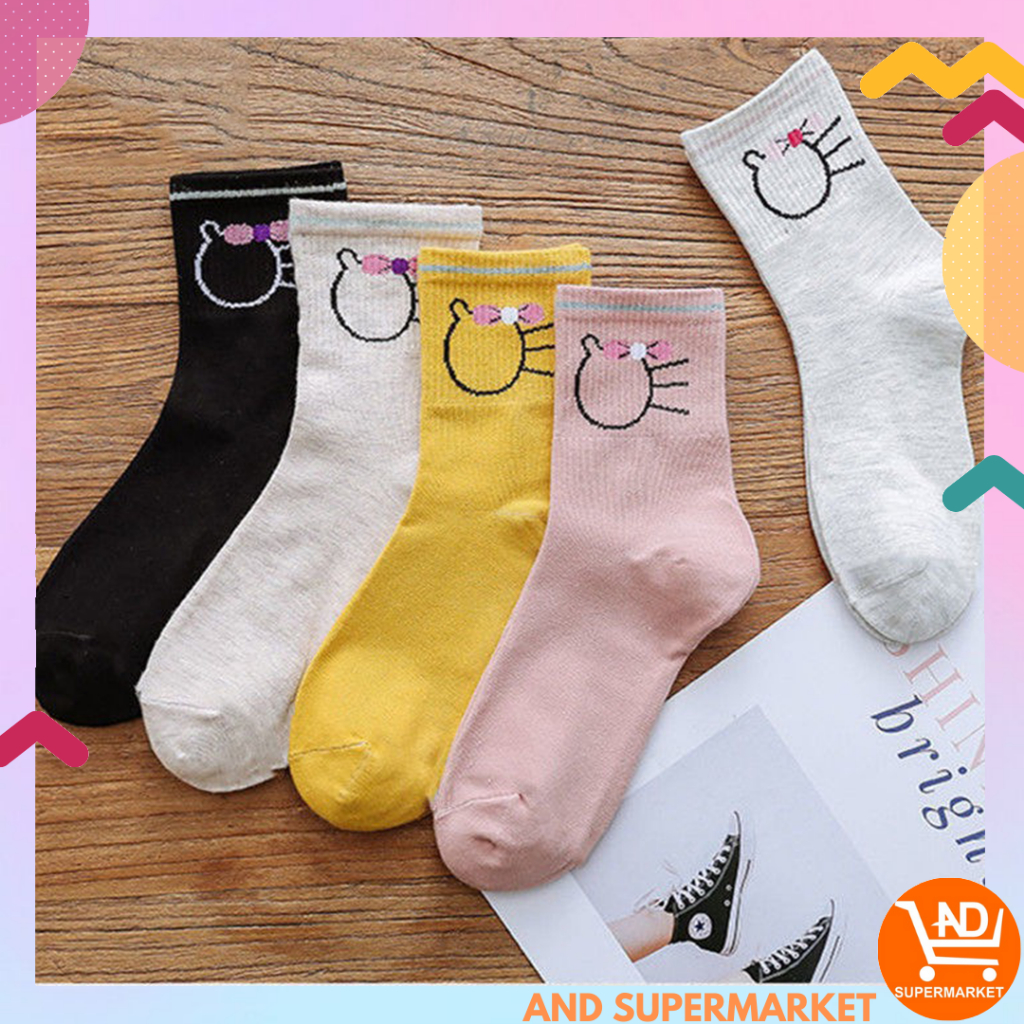 AND / COD / Kaos Kaki Panjang Wanita Kaos Kaki Perempuan Motif Polos Lucu Kaos Kaki Kasual Murah KK32