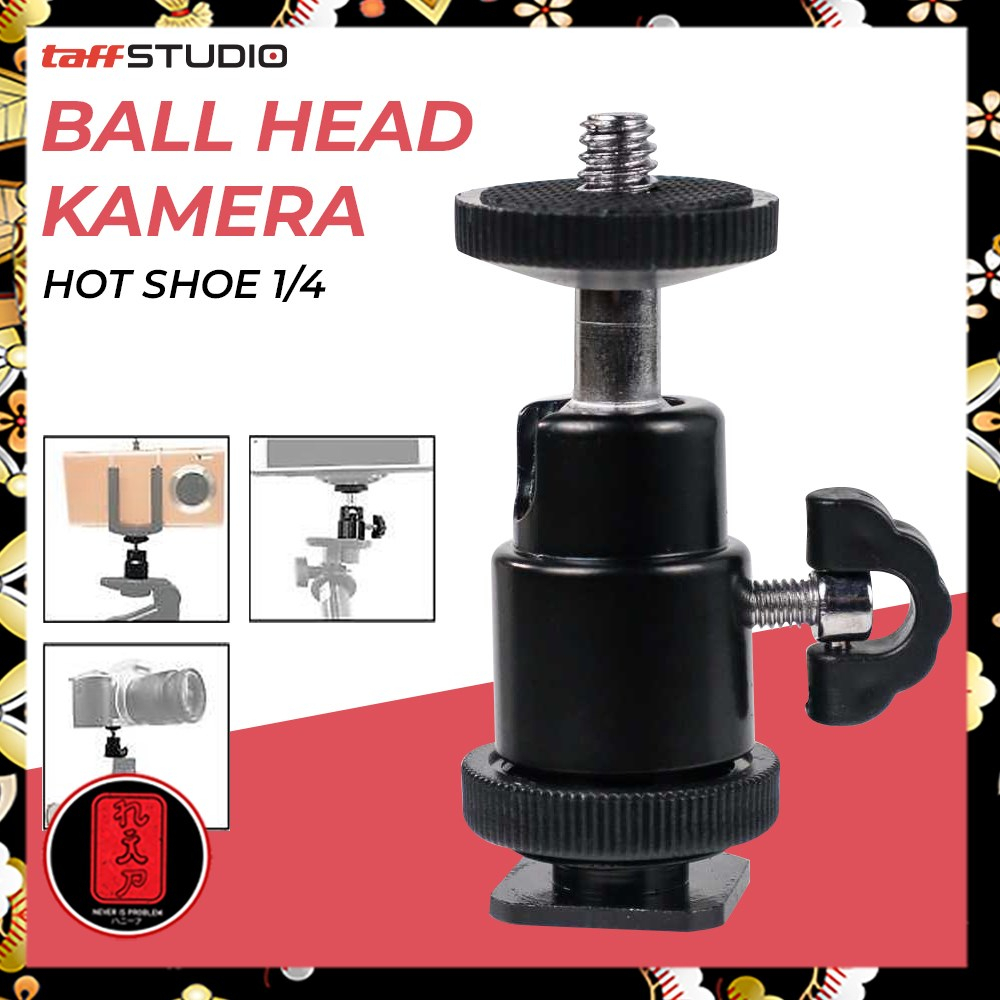 TaffSTUDIO Ball Head Kamera Hot Shoe 1/4 - QM3621 - Black