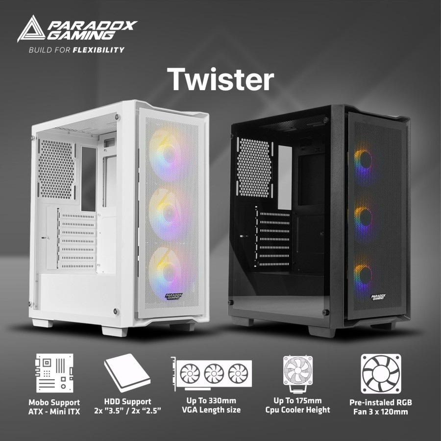 CASING PARADOX GAMING TWISTER FREE 3FAN RGB