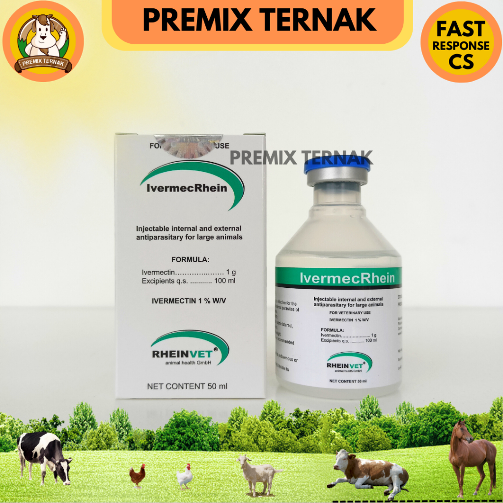 IVERMECRHEIN 50ml - Obat antiparasit hewan injeksi - Mirip Inter-mectin