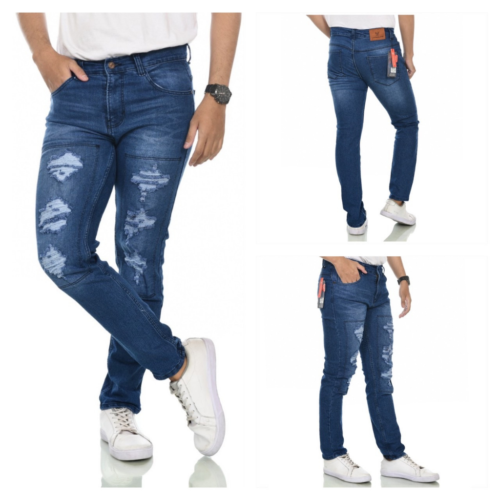 FEROCIOUS.CO Celana Jeans Ripped Scrub Sobek Bio Wash