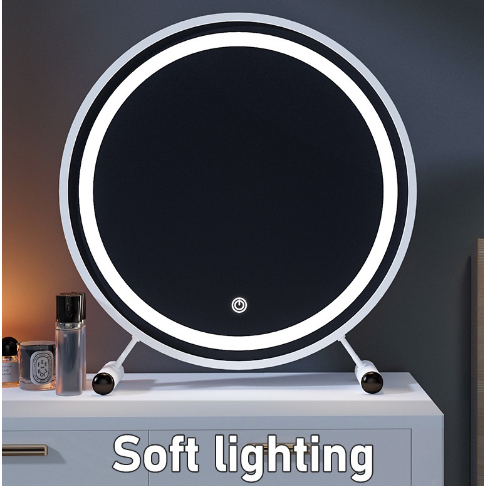 Lampu Tidur Cermin/Kaca Make Up Bulat /Standing Mirror dengan Lampu LED Touchscreen