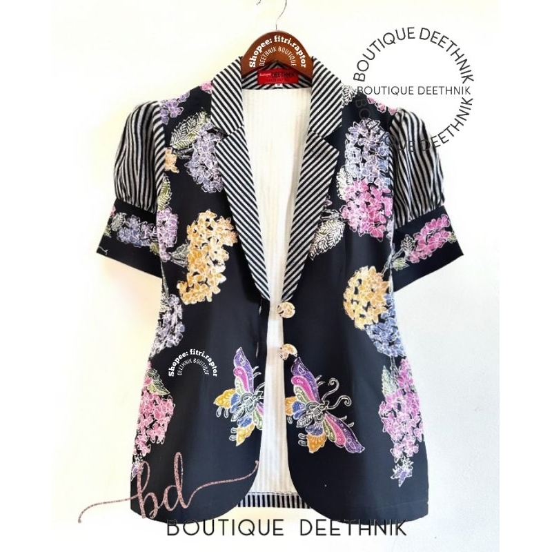 Blazer batik lengan pendek batik encim asli mix lurik atbm