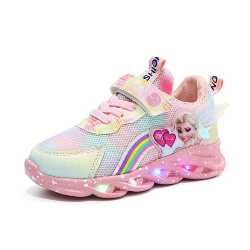 Sepatu Sneaker Anak Perempuan - Sepatu Anak Laki Laki Ultra Light Super LED Sport Import ELSA FROZ Running Shoes