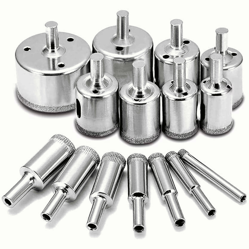 WTW 10/15 pcs Set Mata Bor Kaca Hole Saw Keramik Granit Marmer Batu Porselen Diamond Hss Holesaw Pelubang Keramik