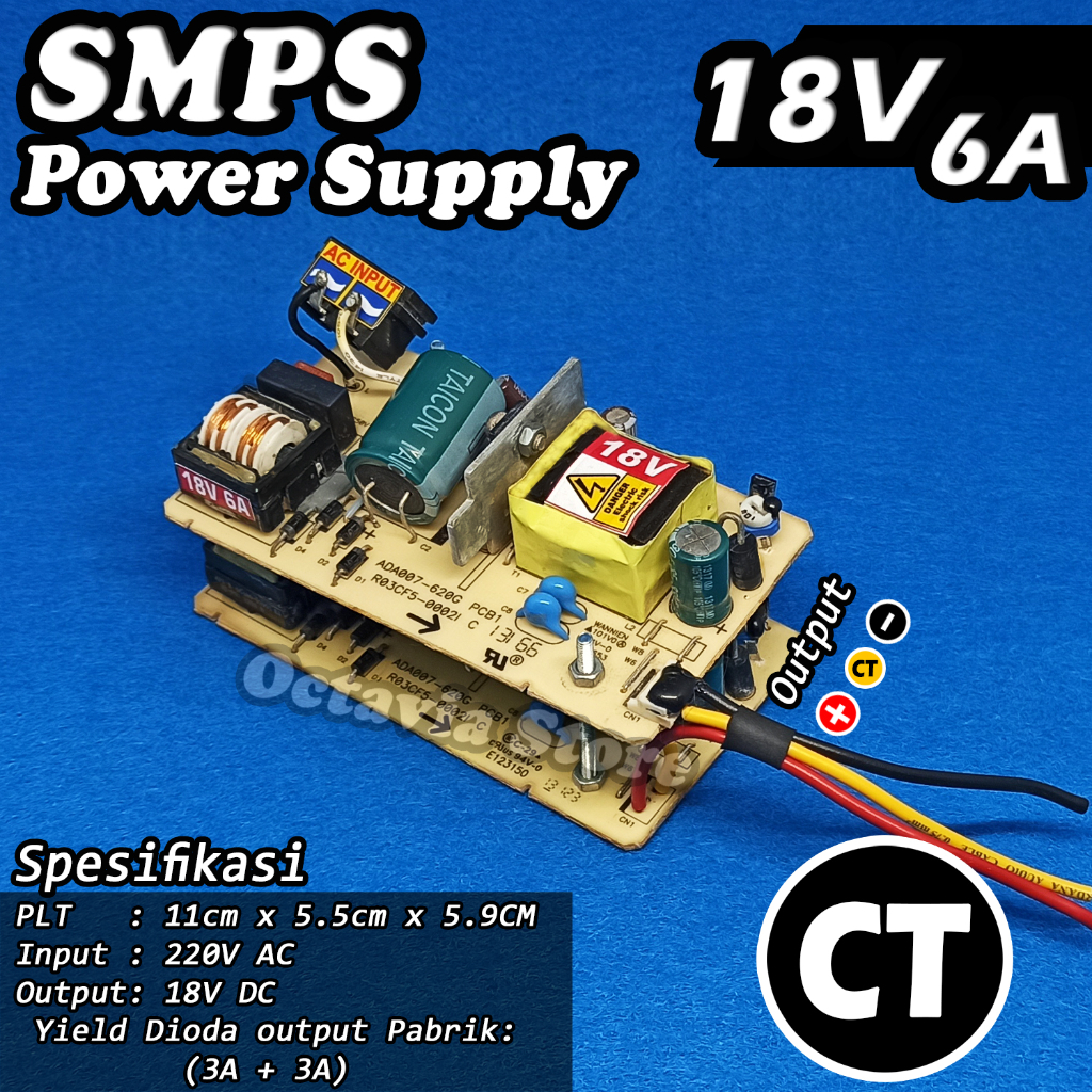 SMPS power Supply Adaptor 18V 6A CT