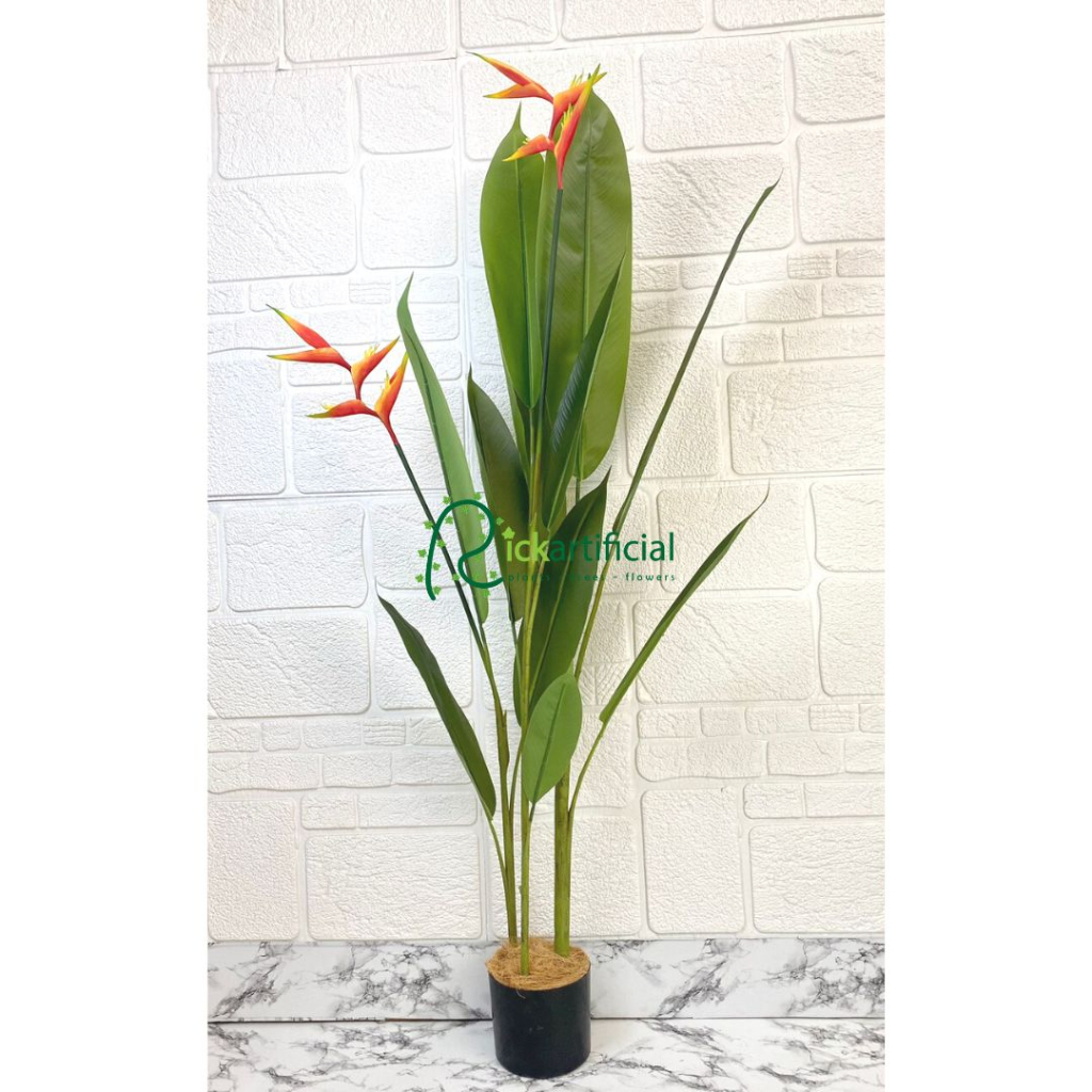 Pohon Artificial Heliconia Pisangan Bunga Bird Of Paradise T165 Latex Pohon Pisangan Palsu Pot Dasar