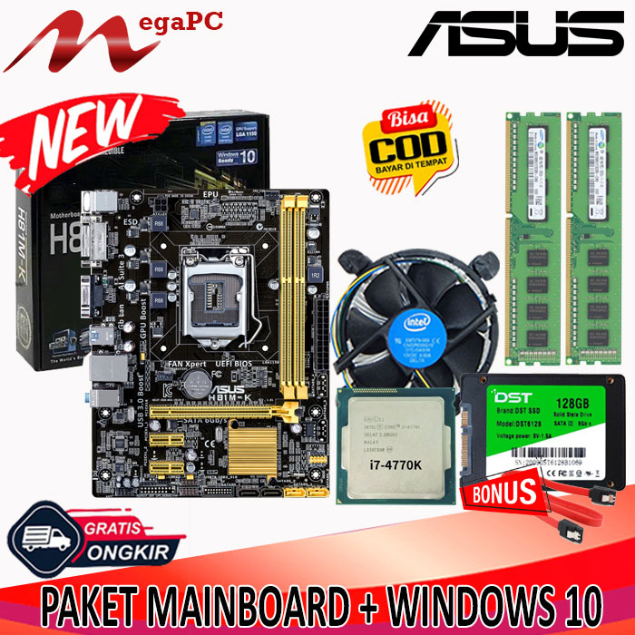 Paketan Rakitan H81 DDR3 + Core i7 4770k + Fan + RAM + SSD + Windows