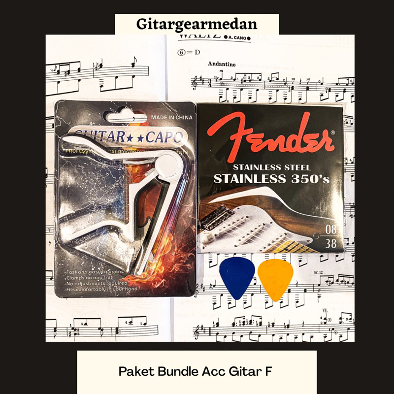 PAKET BUNDLE AKSESORIS GITAR F