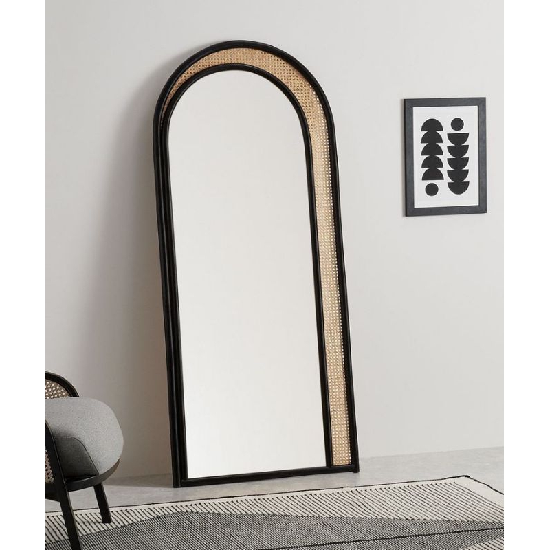 cermin badan, cermin kombinasi rotan, cermin kekinian, cermin standing