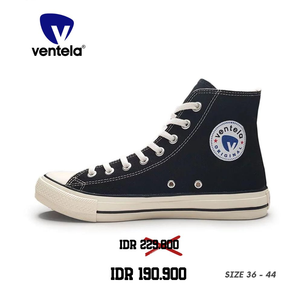 Sepatu Ventela Ethnic Black Natural 36-44 - Sepatu Sneakers Casual Pria Wanita Ventela HItam