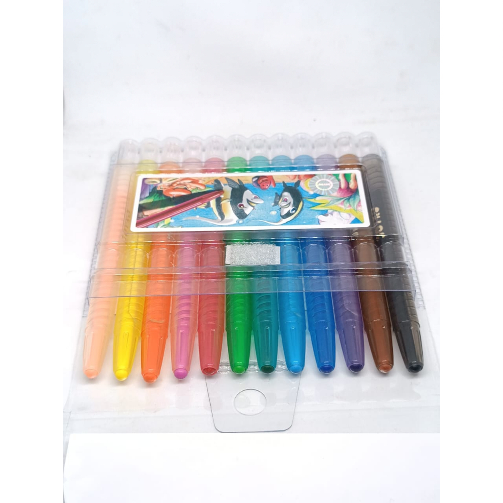 KRAYON 12 WARNA PUTAR MINI CRAYON OIL PASTEL TWIST MEREK JOYKO 1 PAK