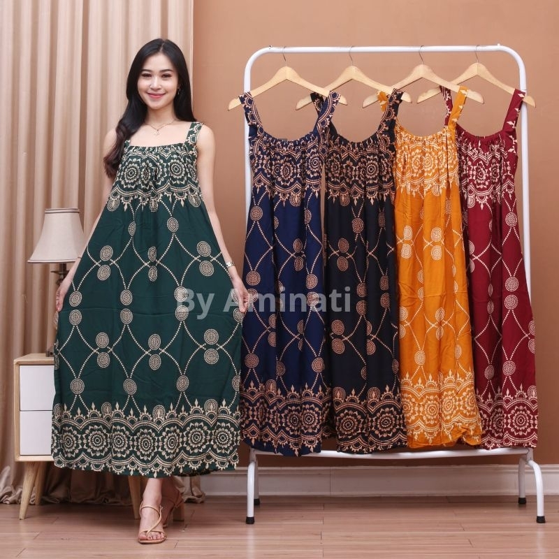 Daster Longdres  Kekinian Busui Jumbo Daster Ibu Muda Big Size Yukensi Tanpa Lengan Tali Satu Ld 135