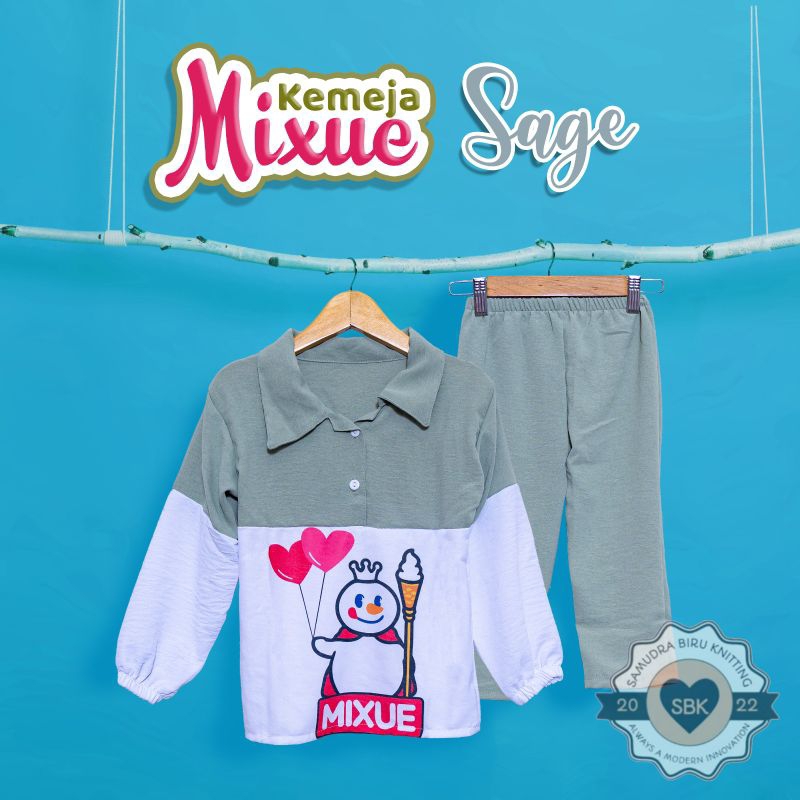 MIXUE Viral Setelan KEMEJA Anak Perempuan Mixue Crinkle Airflow Usia 1-10 Tahun Ruffle Tee | Baju Setelan Anak Cewe Bahan Crinkle Airflow Premium