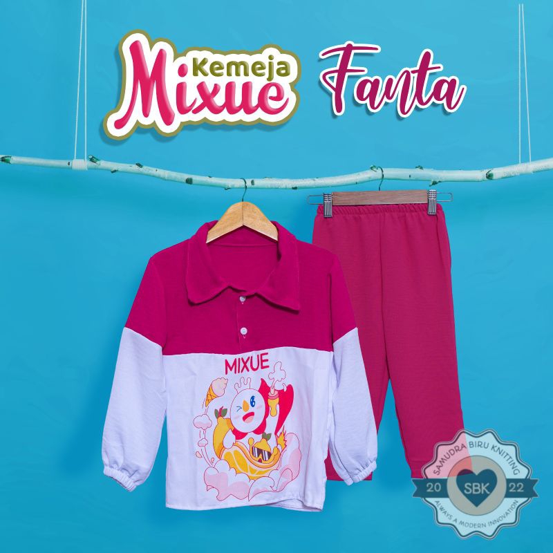 MIXUE Viral Setelan KEMEJA Anak Perempuan Mixue Crinkle Airflow Usia 1-10 Tahun Ruffle Tee | Baju Setelan Anak Cewe Bahan Crinkle Airflow Premium