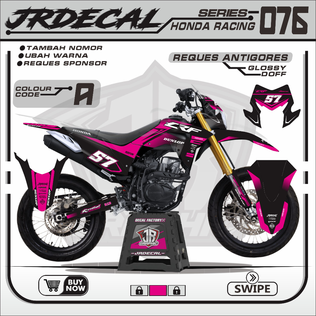 (BISA COD) DECAL STIKER CRF HITAM KEREN TERBARU - STIKER CRF SUPERMOTO - DECAL CRF 150L SUPERMOTO HI